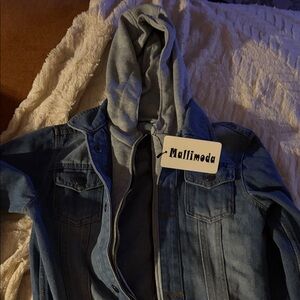 Mallimoda Denim Jacket with Gray Hoodie